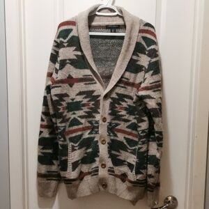Men's‎ Geometric Pattern Shawl Collar Cardigan